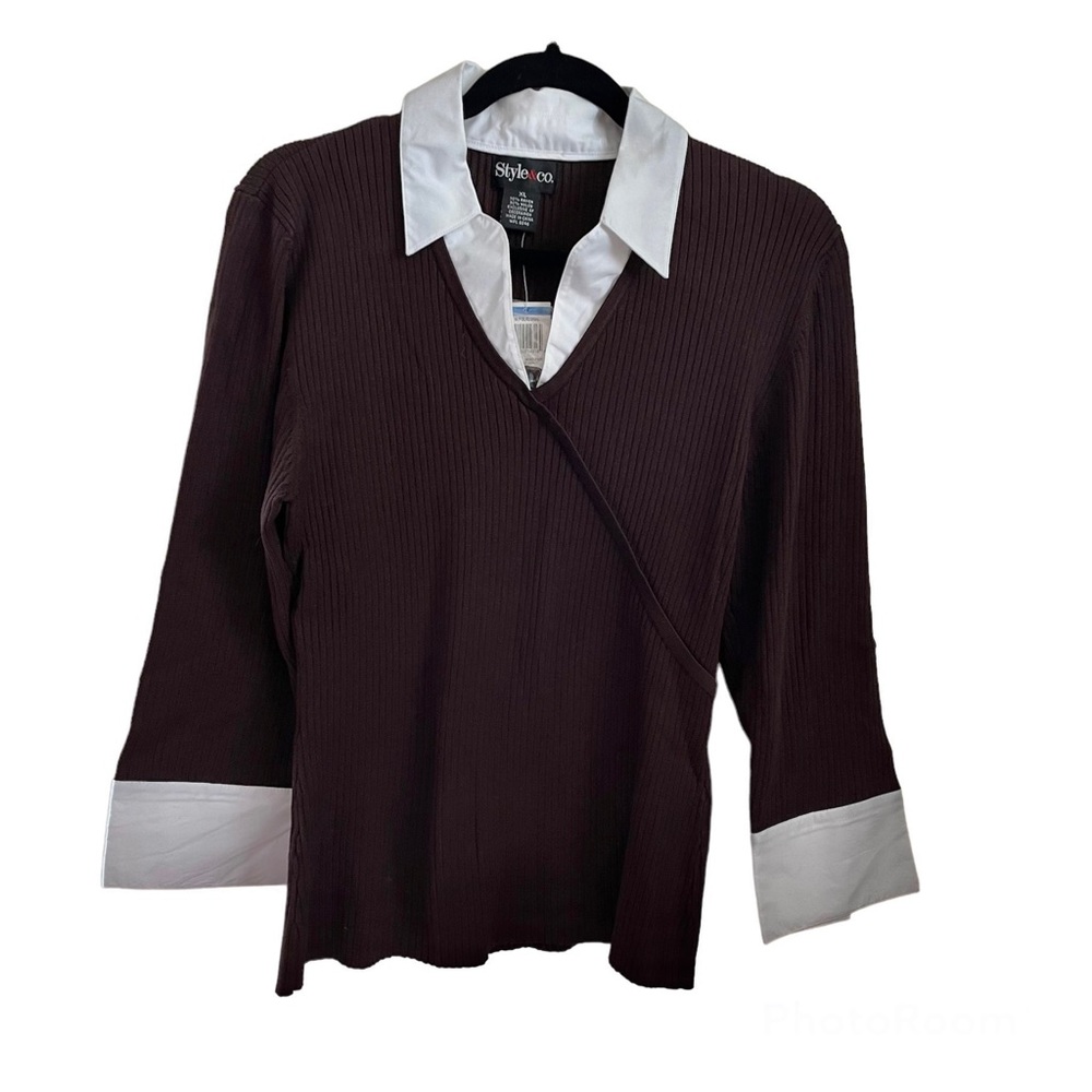 Style & Co. Rayon Blend Top with Collar - XL NWT